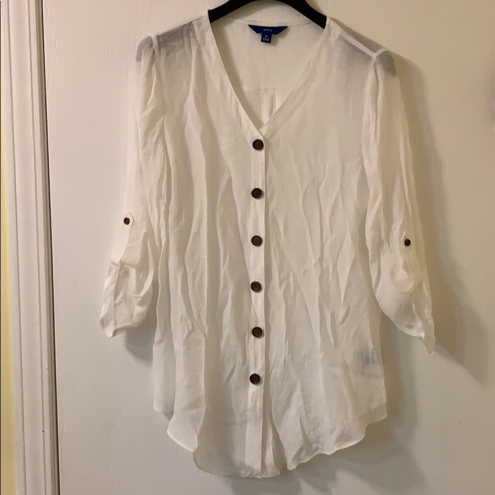 APT 9 White Button down Top